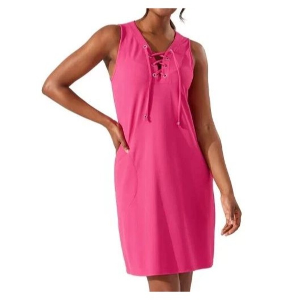 Tommy Bahama Womens XL Dress Cays Lace Up Spa Dress Swim Cover Up Pink Beach